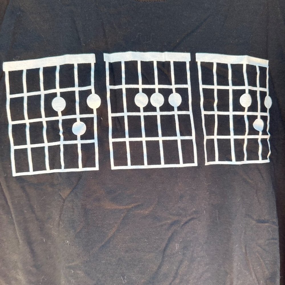 Fruit of the Loom Dad Guitar Tee Cords Black T-shirt Size XL